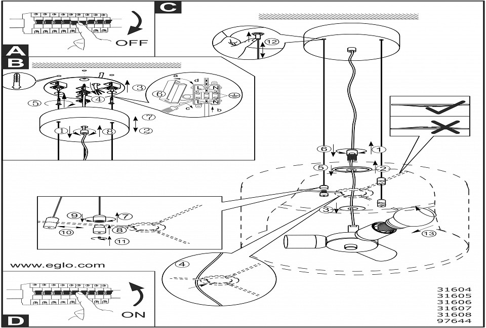 Подвесной светильник eglo viserbella 97644