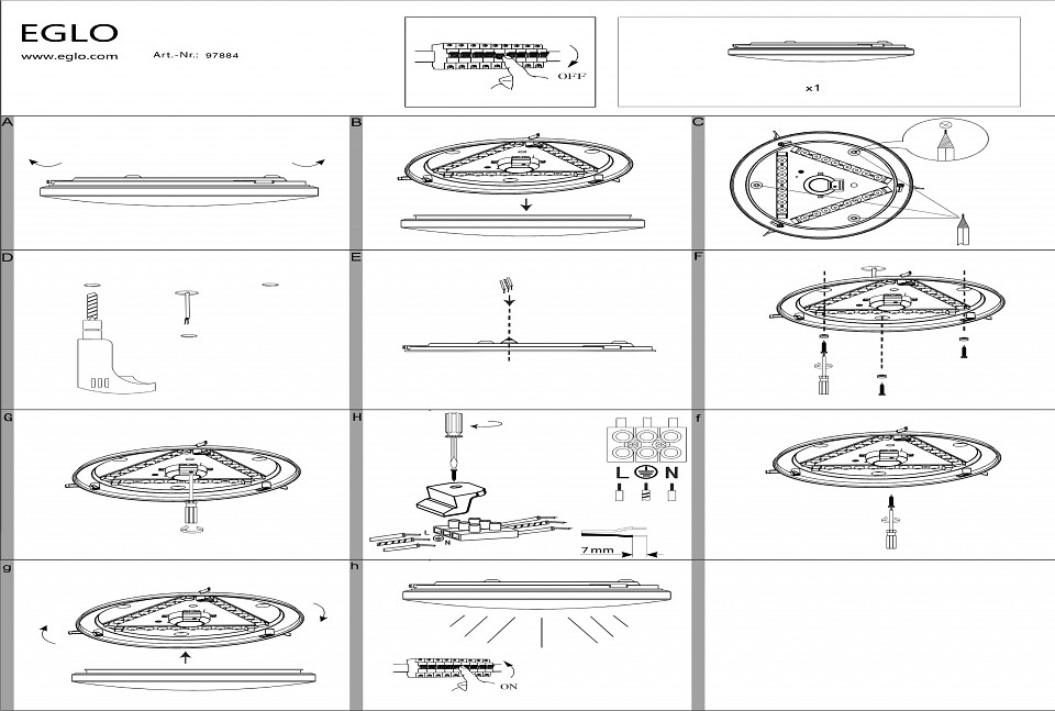 Накладной светильник eglo frania 97884