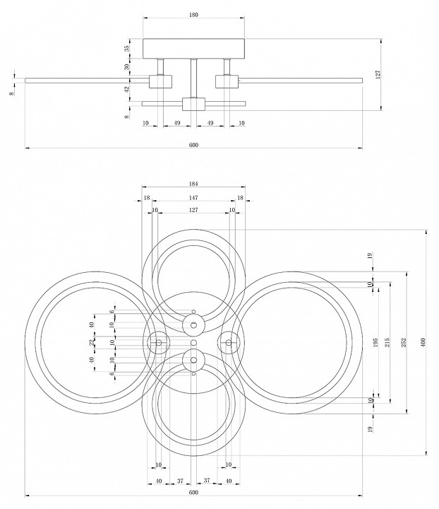 Потолочная люстра escada 10224 10224/4led 56w