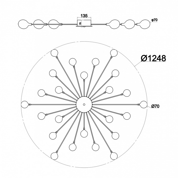 Потолочная люстра escada starfall 2109/16 chrome