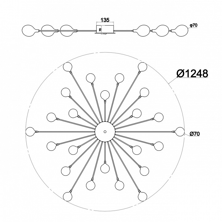 Потолочная люстра escada starfall 2109/16 copper