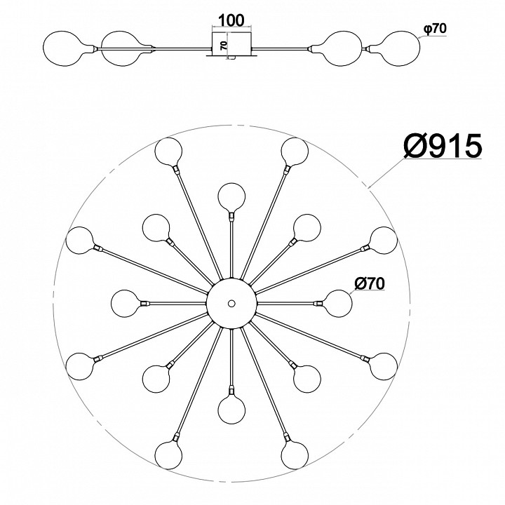 Потолочная люстра escada starfall 2109/1 chrome