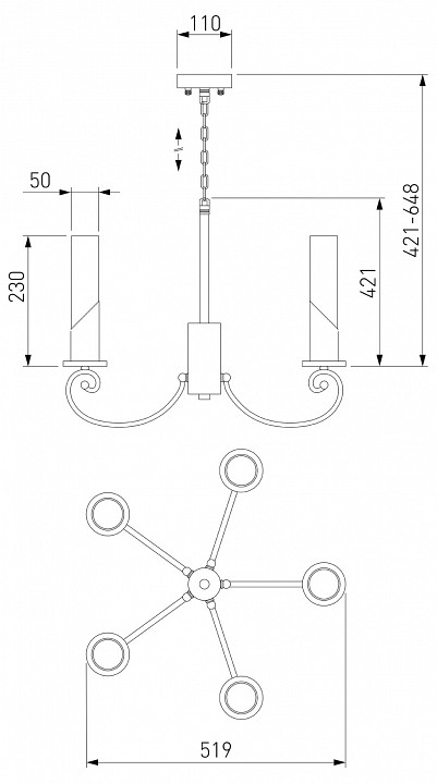 Подвесная люстра eurosvet banci 60117/5 никель