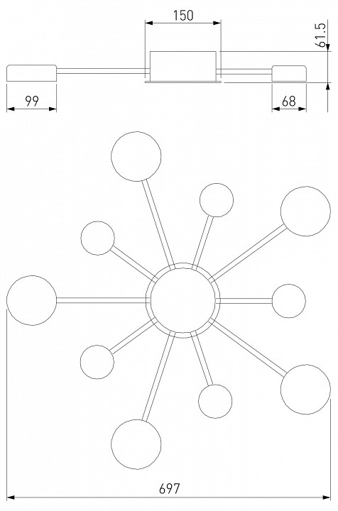 Потолочная люстра eurosvet nitrino 90242/10 хром