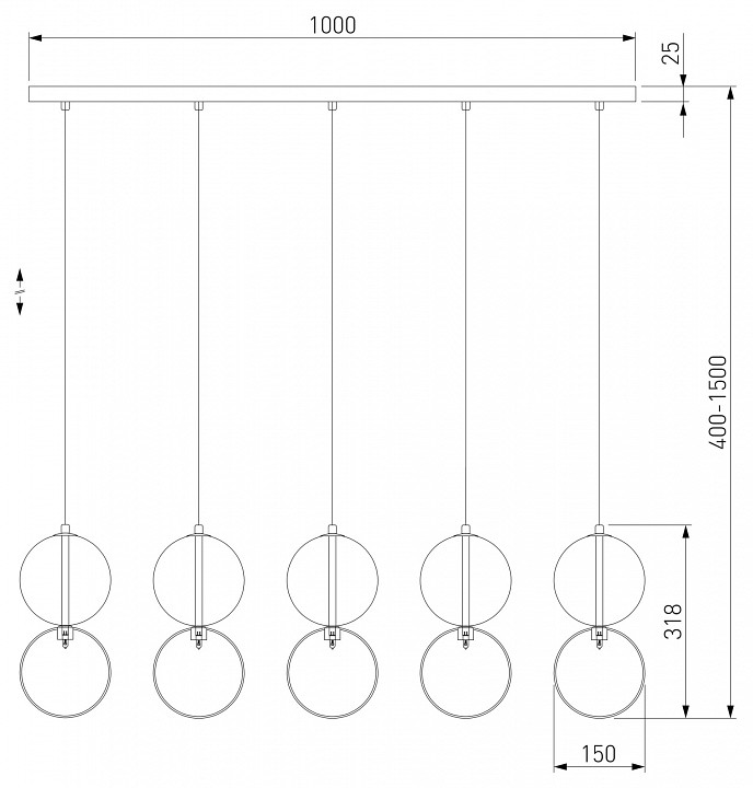 Подвесной светильник eurosvet selisa 50092/5 хром/дымчатый