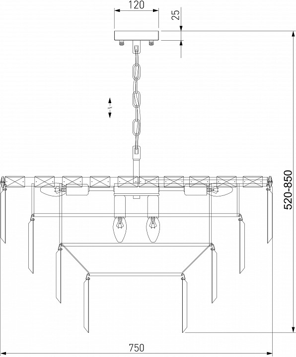 Подвесная люстра eurosvet elegante 10130/10 хром/прозрачный хрусталь strotskis