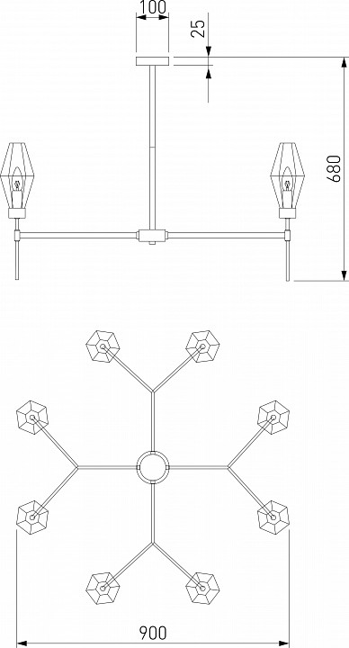 Люстра на штанге eurosvet prism 60143/8 латунь