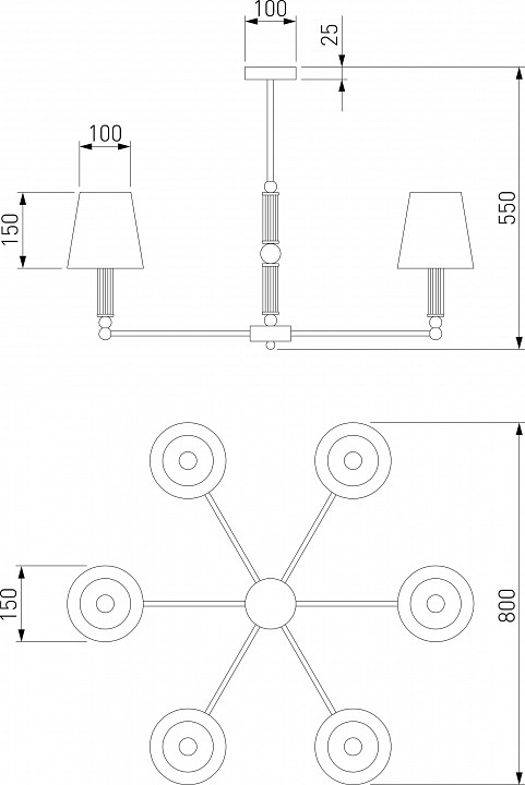 Люстра на штанге eurosvet conso 60145/6 латунь