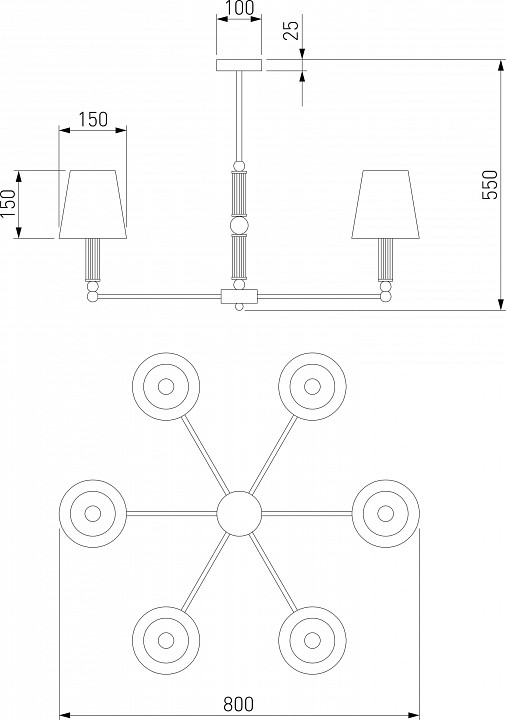 Люстра на штанге eurosvet conso 60145/6 хром