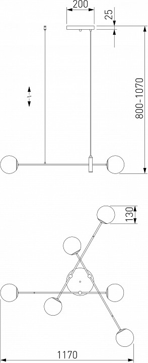 Подвесная люстра eurosvet planet 70146/6 латунь