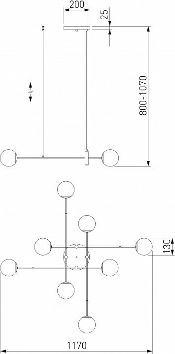 Подвесная люстра eurosvet planet 70146/8 латунь