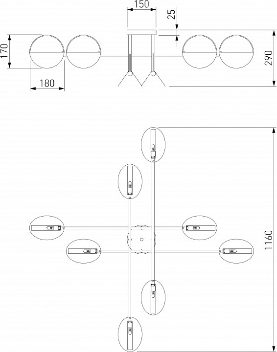 Потолочная люстра eurosvet grazia 70148/8 золото