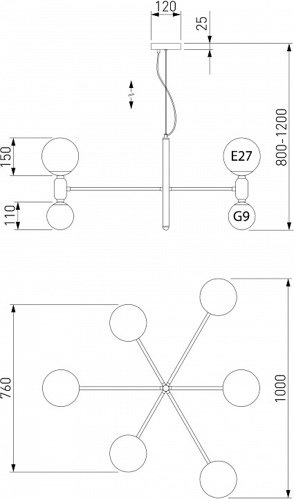 Подвесная люстра eurosvet bubble 30182 латунь