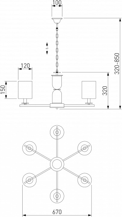 Подвесная люстра eurosvet caprera 60146/6 латунь