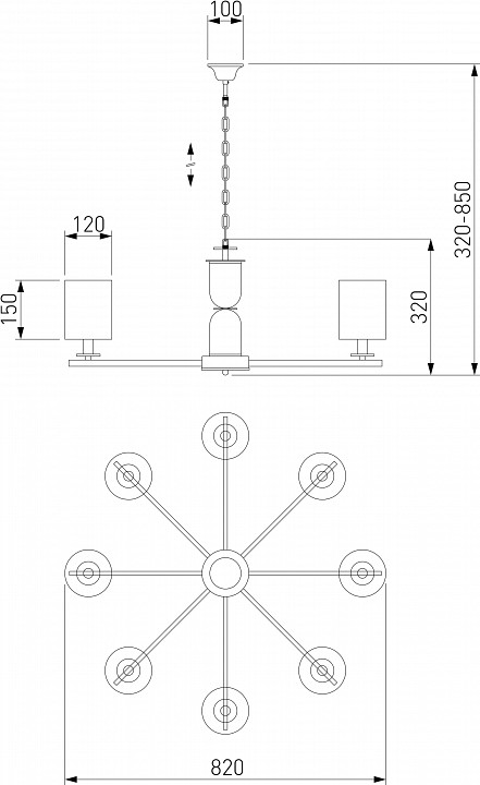 Подвесная люстра eurosvet caprera 60146/8 латунь