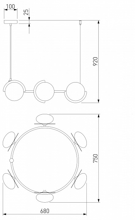 Подвесная люстра eurosvet moity 70150/6 черный/латунь
