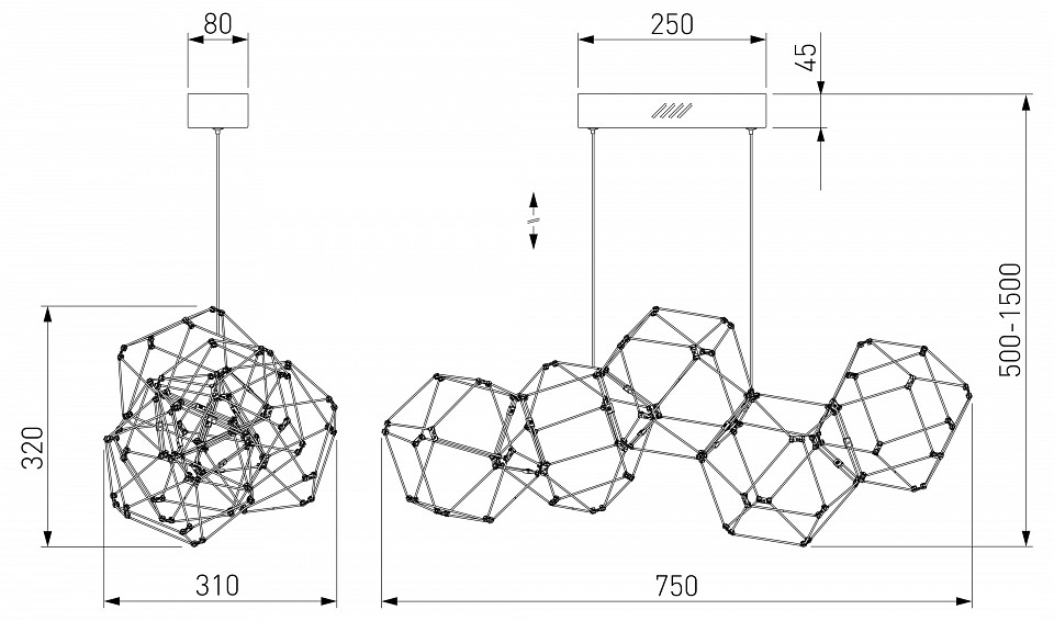 Подвесная люстра eurosvet uma 90368/5 черный жемчуг
