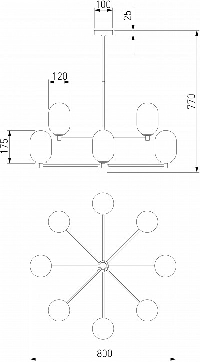 Люстра на штанге eurosvet loona 60161/8 латунь