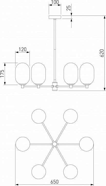 Люстра на штанге eurosvet loona 60161/6 латунь