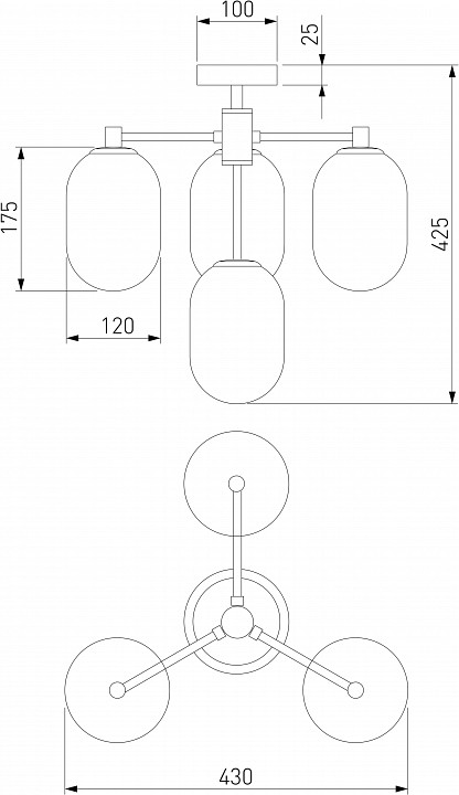 Люстра на штанге eurosvet loona 60161/4 латунь
