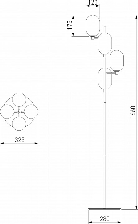 Торшер eurosvet loona 01161/4 латунь