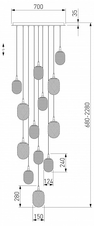 Подвесная люстра eurosvet pineapple 50266 дымчатый/прозрачный/янтарный