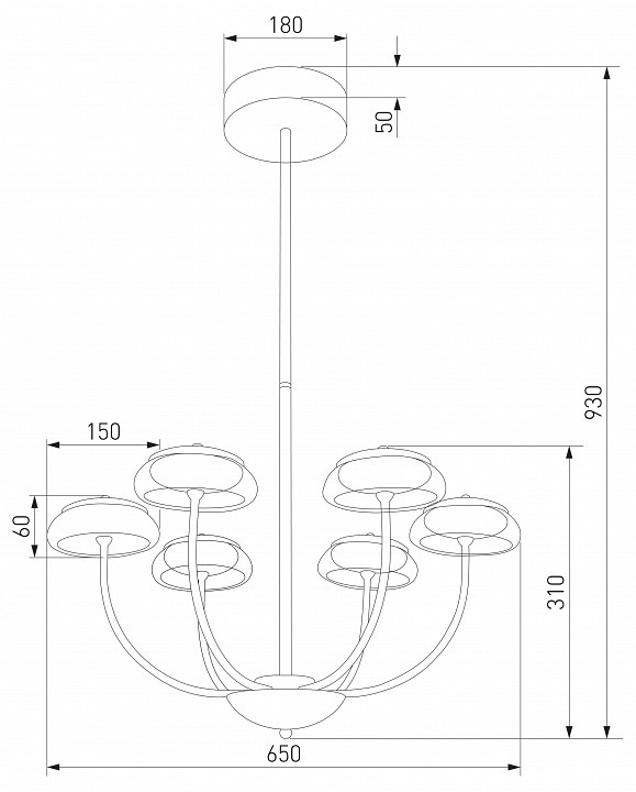 Люстра на штанге eurosvet fungo 50388 led черный
