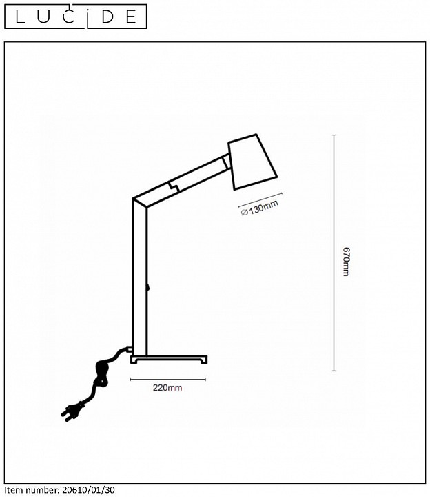 Настольная лампа декоративная lucide mizuko 20610/01/30