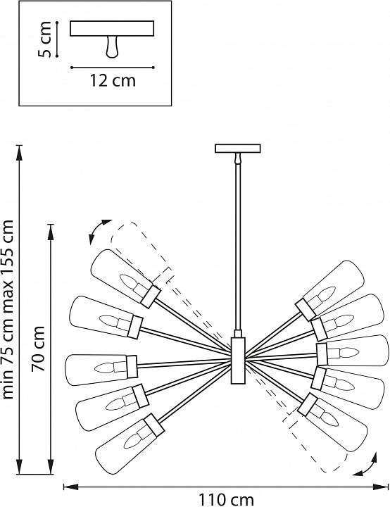 Люстра на штанге lightstar crotone 690103
