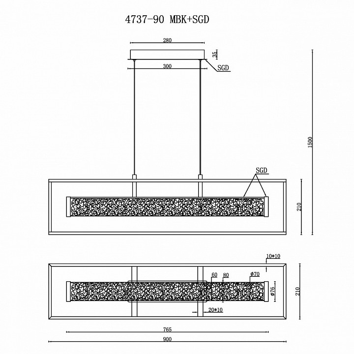 Подвесной светильник iledex look 4737-90 mbk+sgd