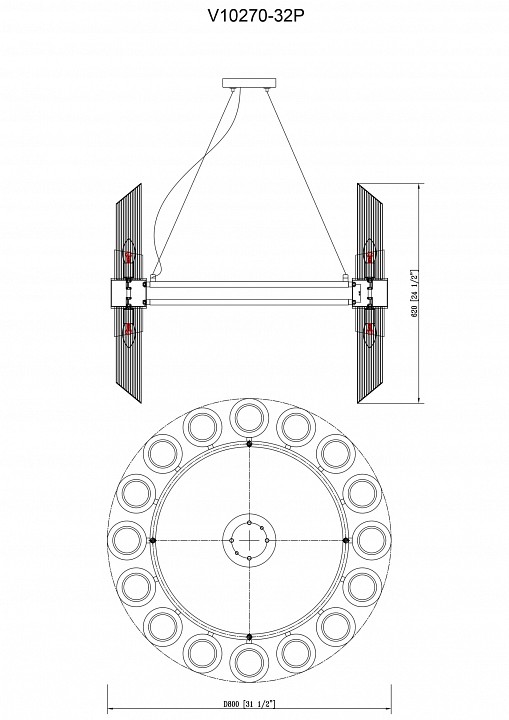 Подвесная люстра moderli strict v10270-32p base+v10270-32p glass