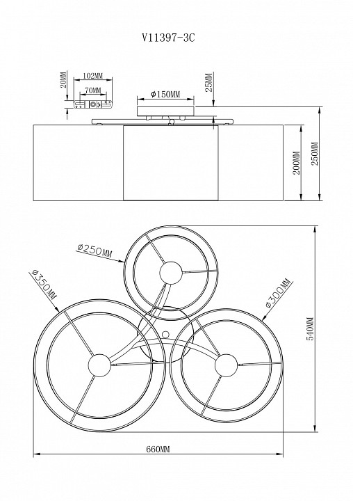 Потолочная люстра moderli massa v11397-3c
