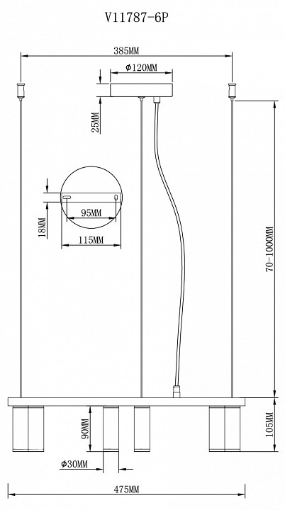 Подвесная люстра moderli sofina v11787-6p