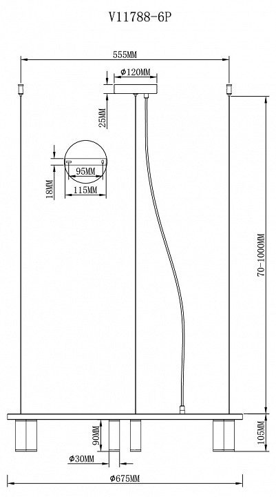 Подвесная люстра moderli sofina v11788-6p