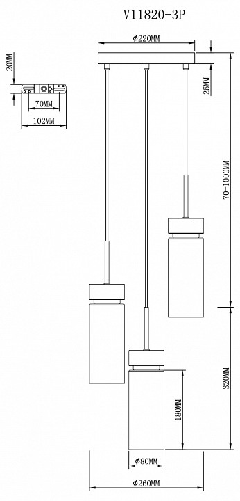 Подвесной светильник moderli almero v11820-3p