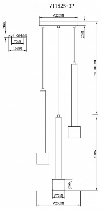 Подвесной светильник moderli malet v11825-3p
