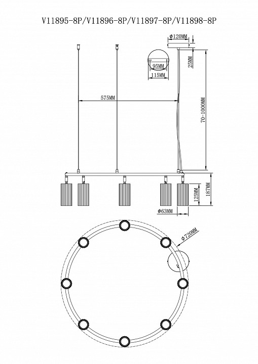 Подвесная люстра moderli  v11896-8p