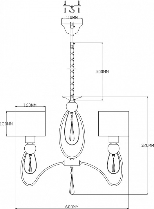 Подвесная люстра moderli dark v2584-3p