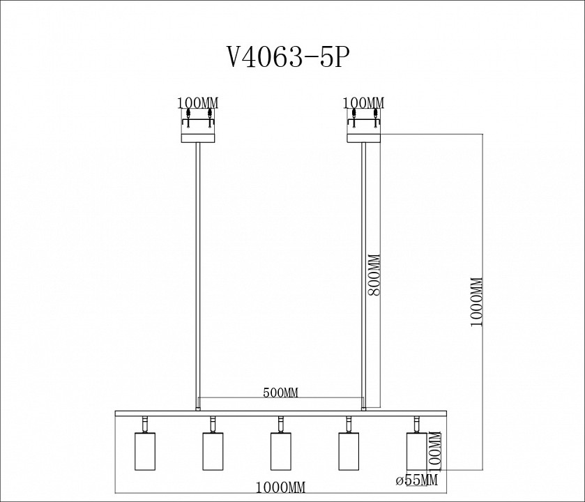 Светильник на штанге moderli section v4063-5p