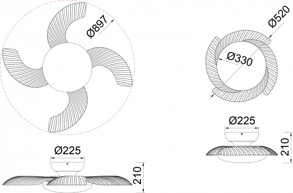 Светильник с вентилятором mantra (люстры-вентиляторы) aloha 8233