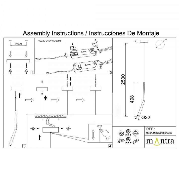 Подвесной светильник mantra boomerang 9354+9235 (1l)