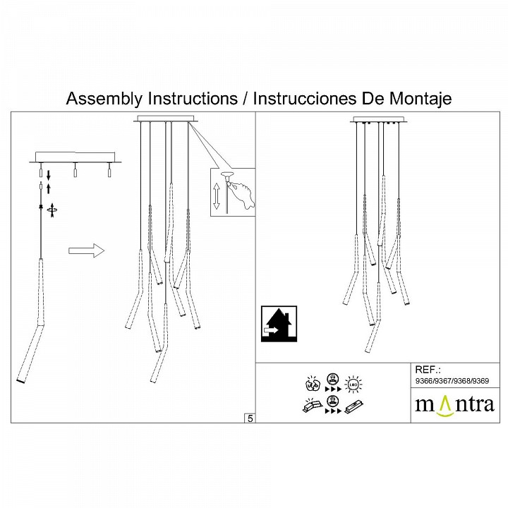 Подвесная люстра mantra boomerang 9366+9235 (8l)