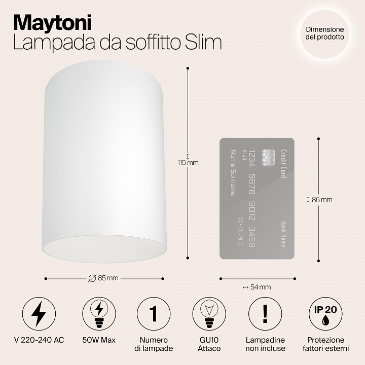 Накладной светильник maytoni technical slim c014cl-01w