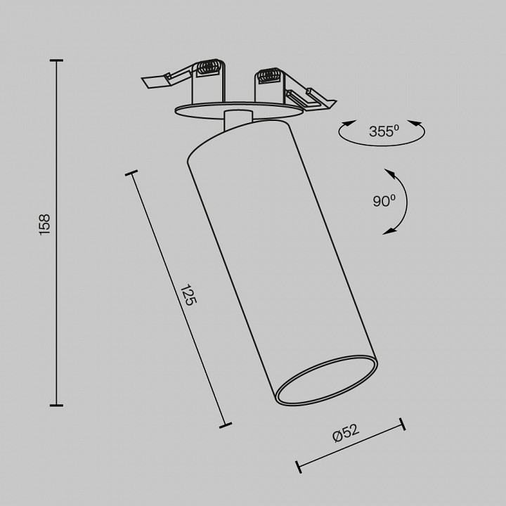 Встраиваемый светильник на штанге maytoni technical focus led c053cl-l12w2.7k-w-w