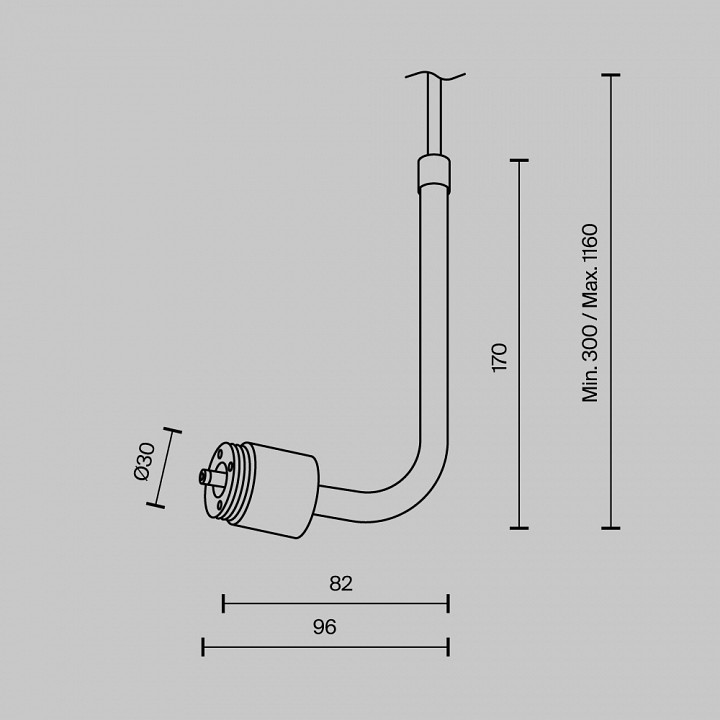 Токопровод концевой maytoni technical  ca024pl-p-b