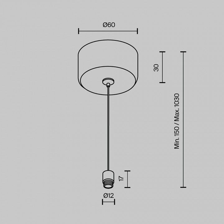 Токопровод концевой maytoni technical  ca029sw-l1000-b