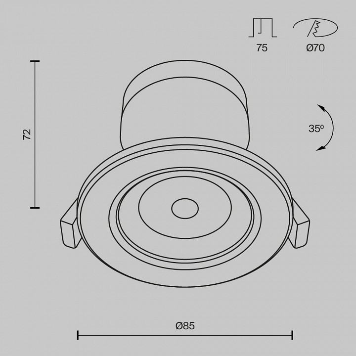 Встраиваемый светильник maytoni technical phill dl013-6-l9w