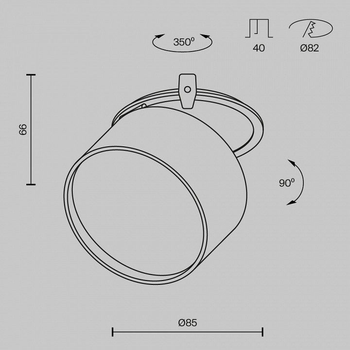 Встраиваемый светильник maytoni technical onda dl024-12w-dtw-bmg