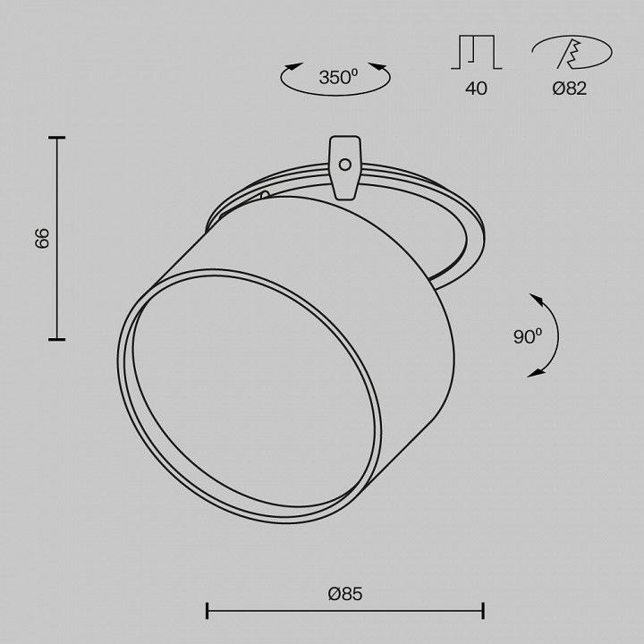 Встраиваемый светильник maytoni technical onda dl024-12w3k-bmg