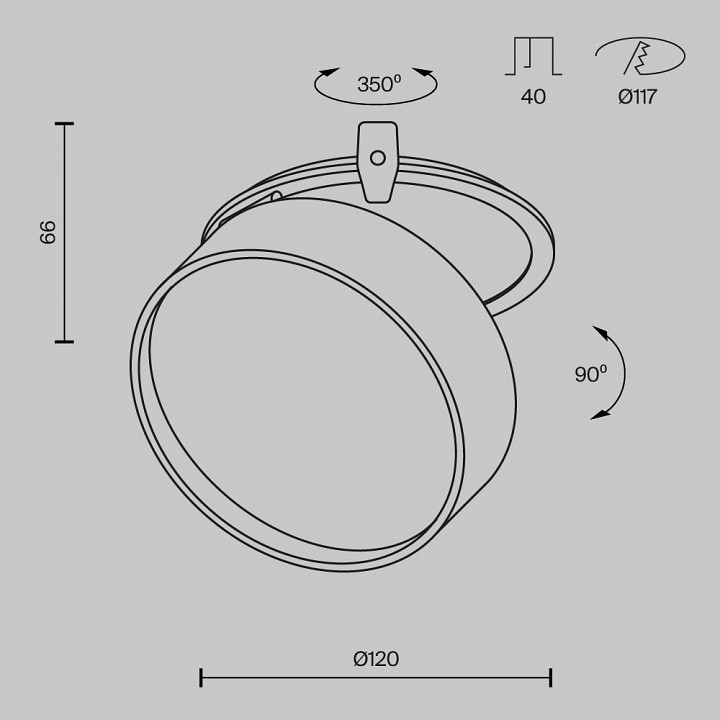 Встраиваемый светильник maytoni technical onda dl024-18w3k-b